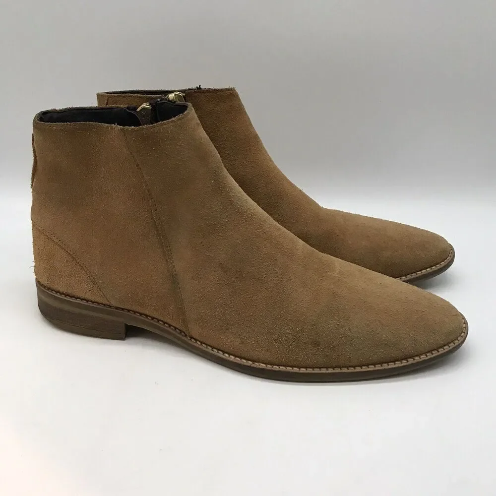 Zara Man Side Zip Chukka Boots Men's 12 Brown Suede Leather Gum Sole Shoes